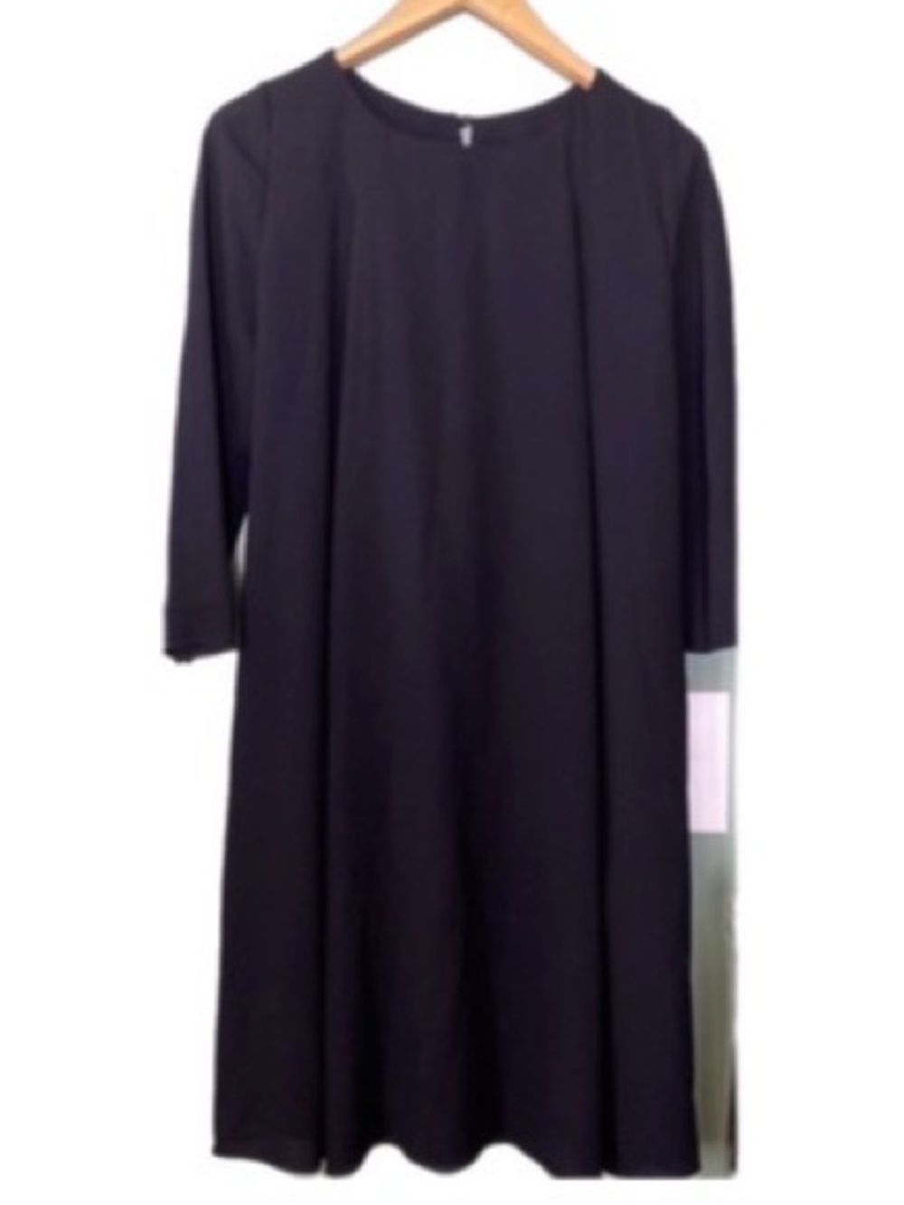 Armani Collezioni black sheath 3/4 sleeves scoop cocktail work midi Dress